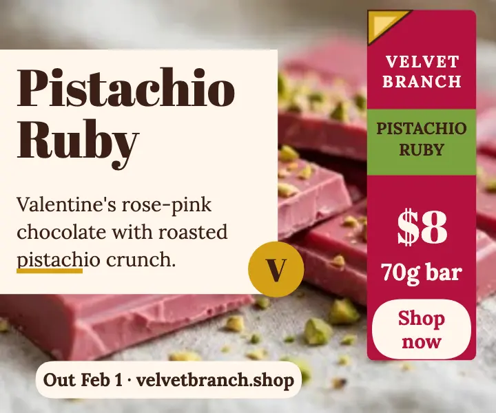Velvet Branch Pistachio Ruby Valentine rectangle ad template