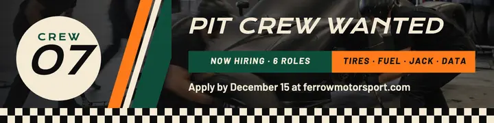 Ferrow Motorsport pit crew hiring template