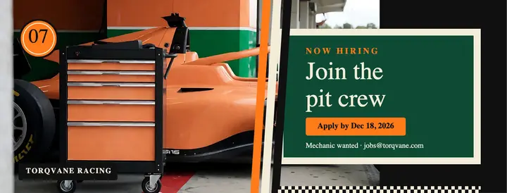 Torqvane Racing pit crew hiring cover: pit crew hiring cover template