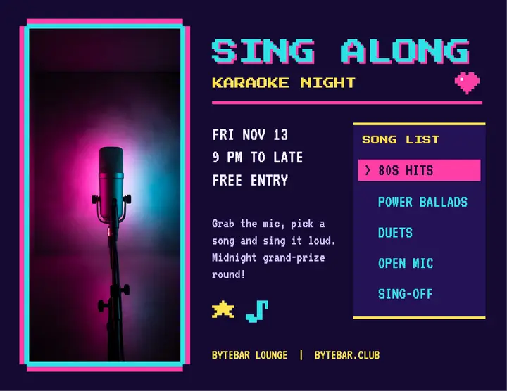 Bytebar karaoke night flyer template