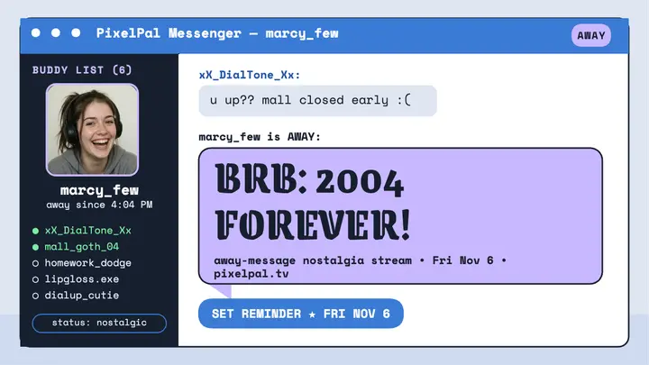 Pixel Pal away message stream thumbnail template