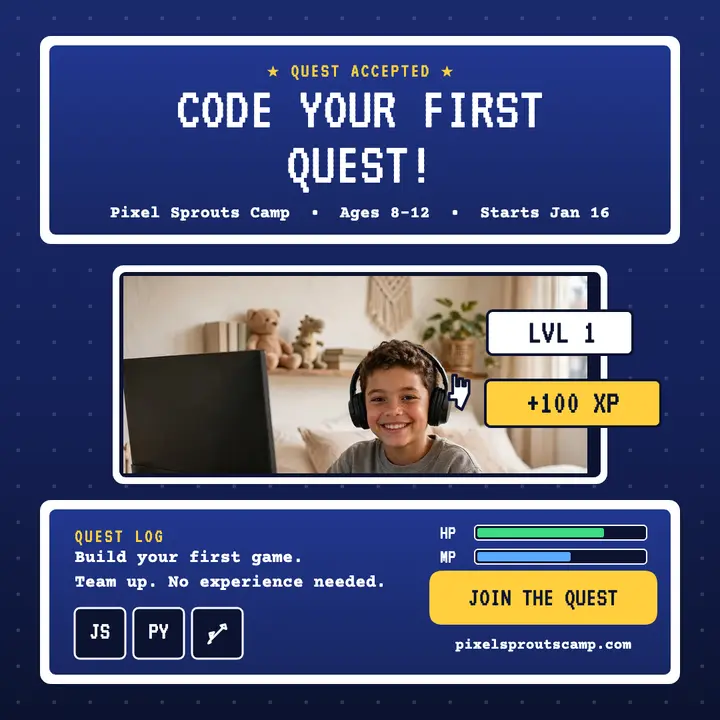 Pixel Sprouts coding camp quest post template