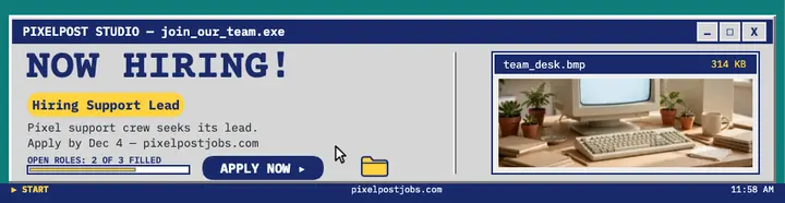 Pixelpost Studio hiring billboard template