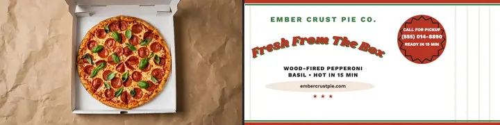 Ember Crust pizza box lid banner template