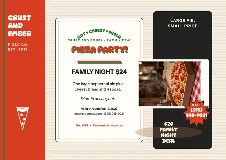 Crust and Ember pizza party certificate: pizza party certificate template