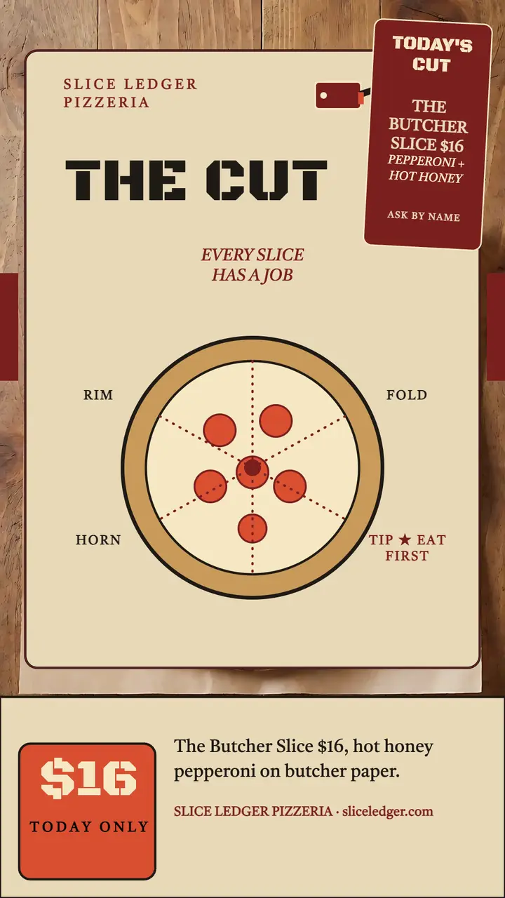 Slice Ledger pizza cut chart story template