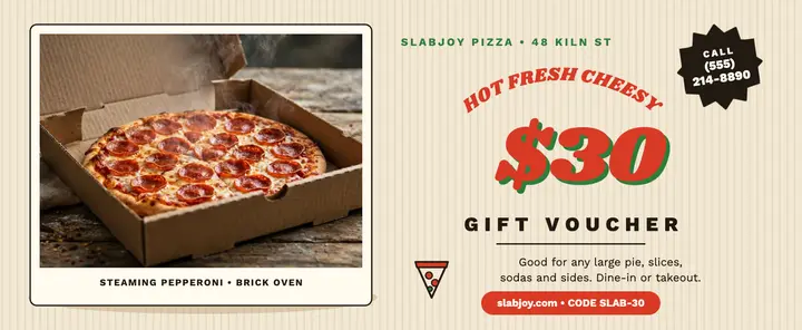 Slabjoy Pizza gift voucher box lid template