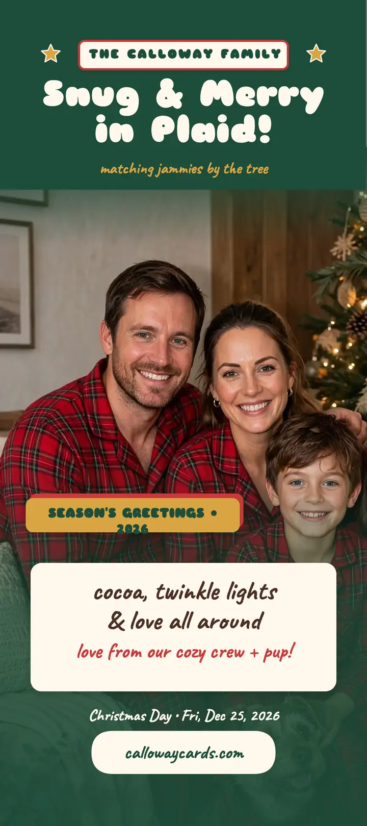 Calloway family matching pajamas Christmas card template