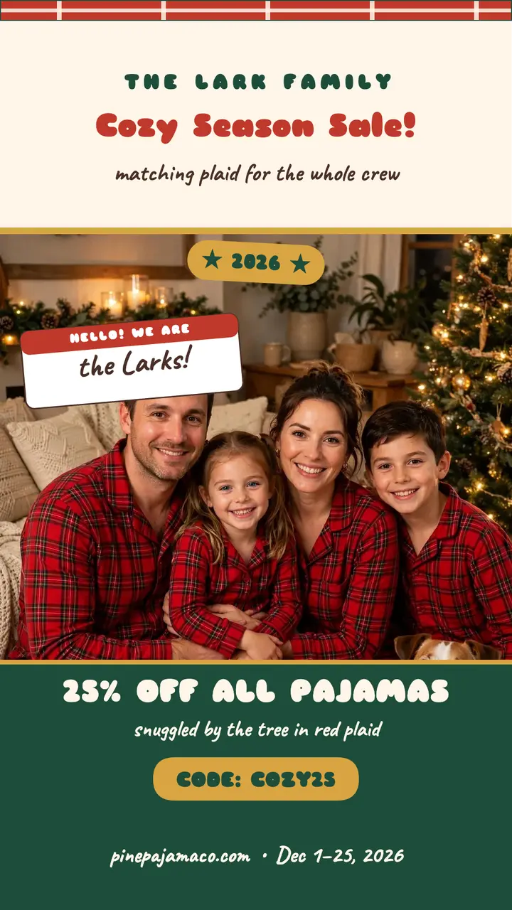 Lark family plaid pajama Christmas story template