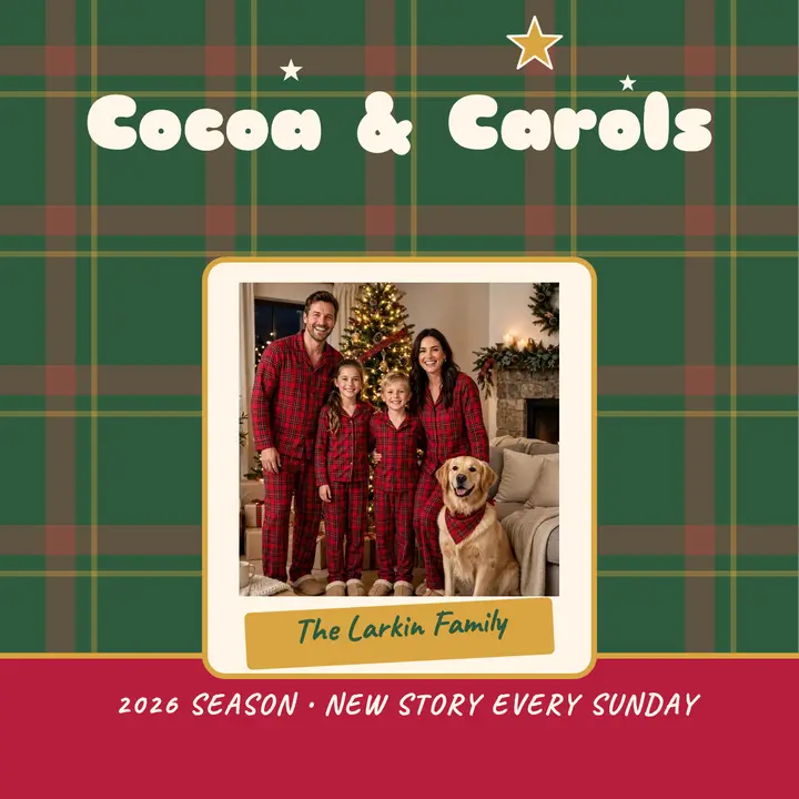 Cocoa and Carols family Christmas podcast cover template