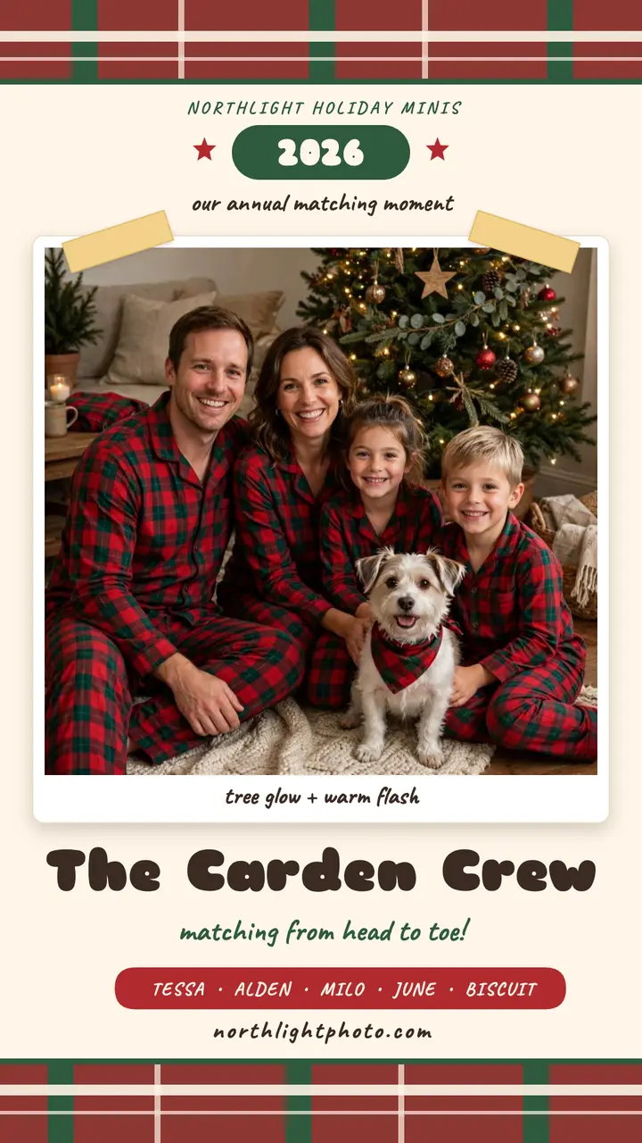 Carden Crew matching pajamas portrait template
