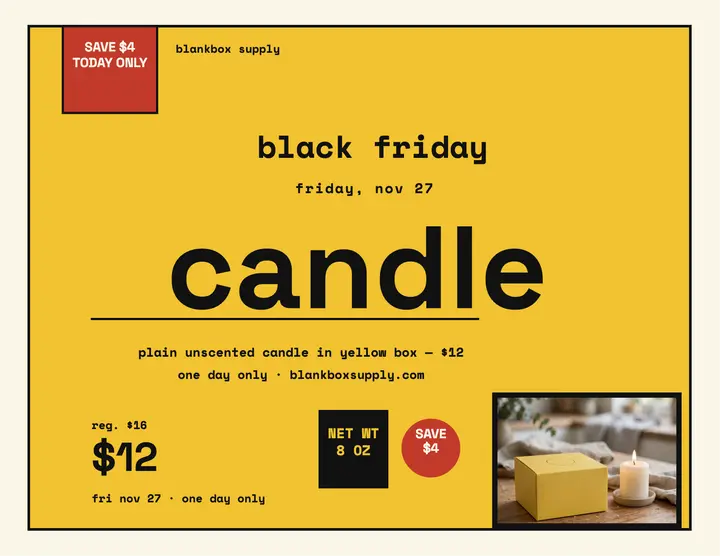 Blankbox plain candle Black Friday flyer template