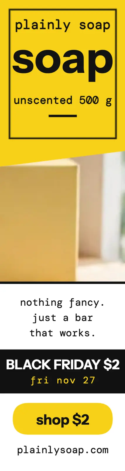 Plainly Soap Black Friday skyscraper ad: black friday soap ad template
