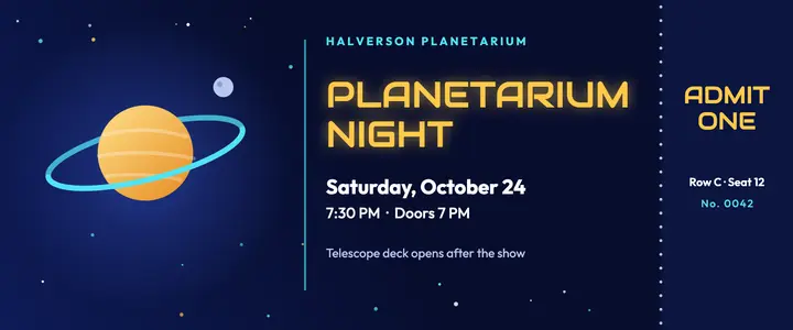 Planetarium night ticket template