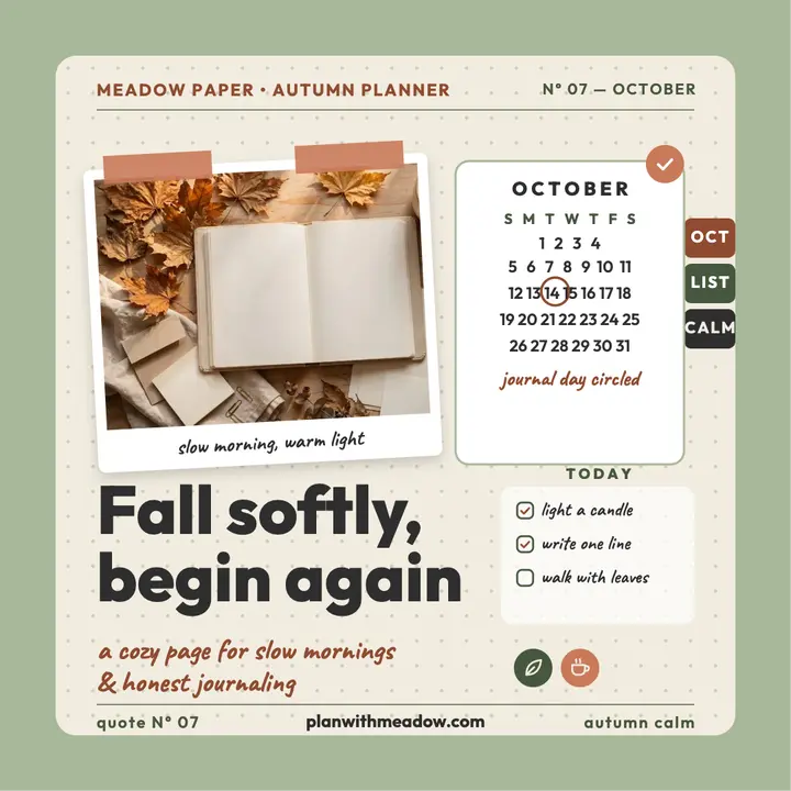 Fall softly affirmation planner page: autumn affirmation quote template