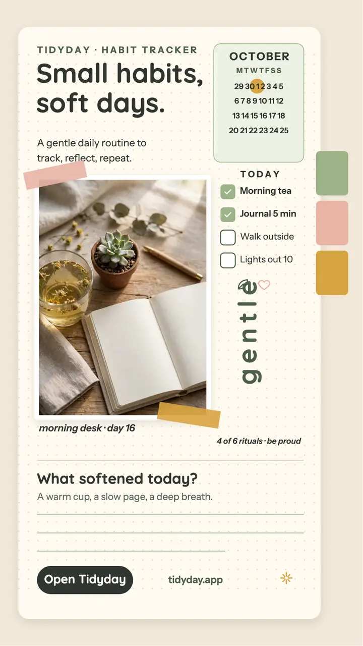 Tidyday gentle habits planner story template