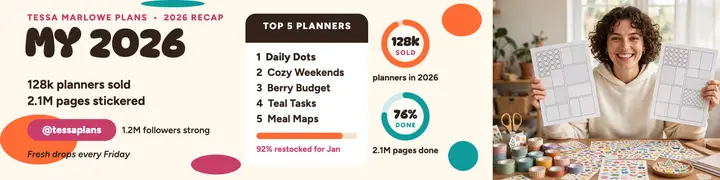 Planner year recap LinkedIn banner template
