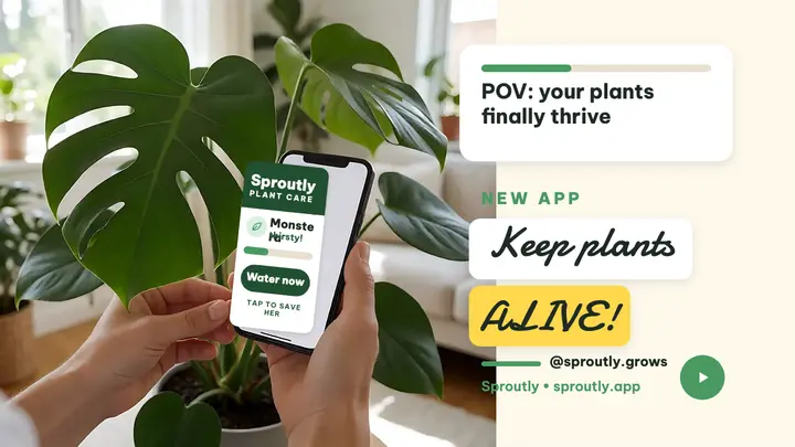 Sproutly plant app launch thumbnail template