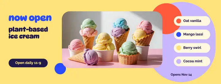 Plant-based ice cream now open cover template