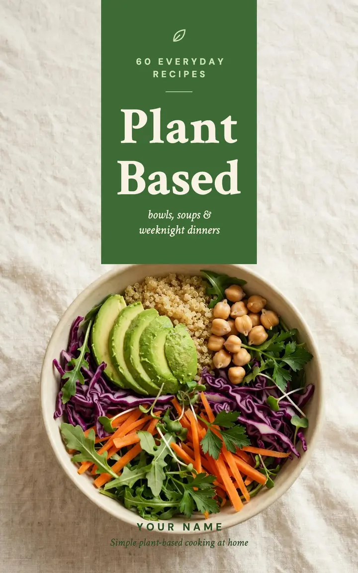 Plant-based recipes ebook cover template