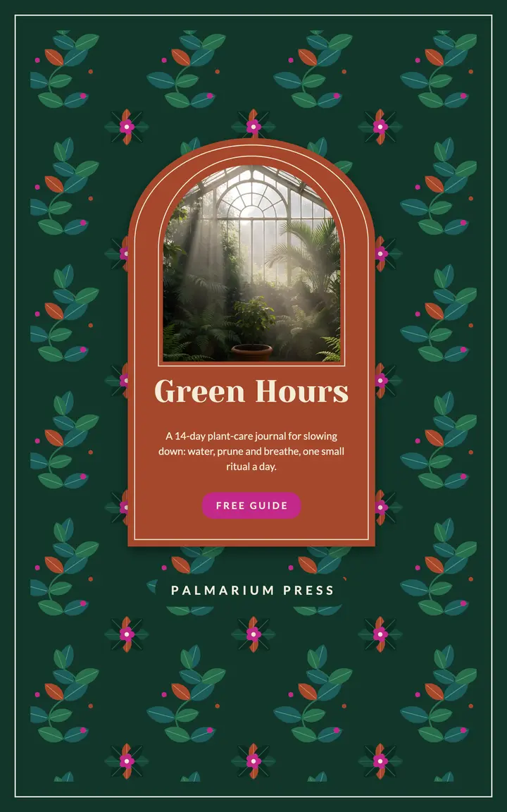 Green Hours plant-care journal ebook cover template
