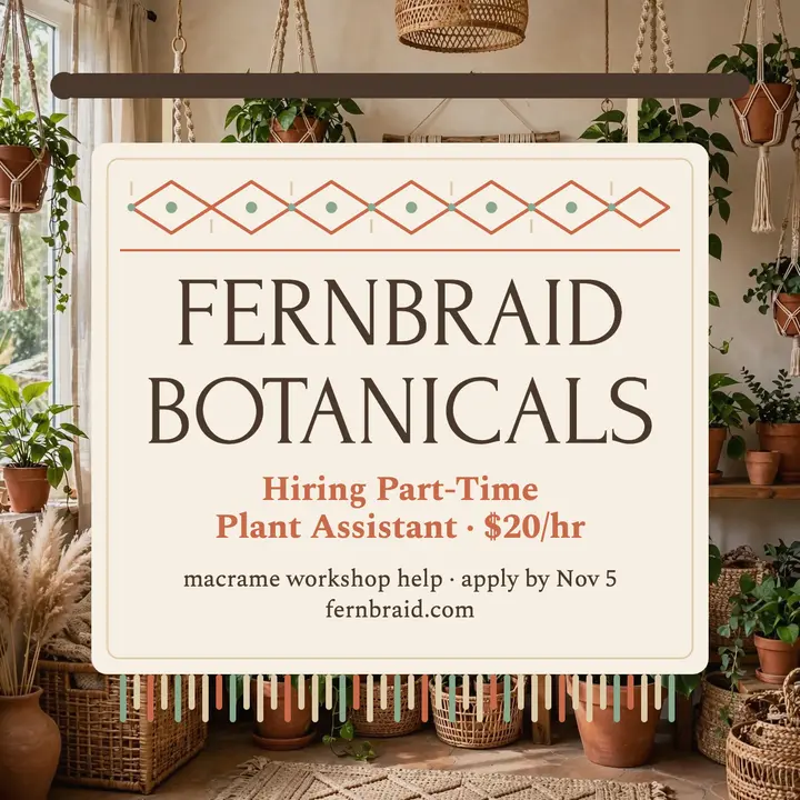 Fernbraid plant shop hiring post: plant shop hiring post template