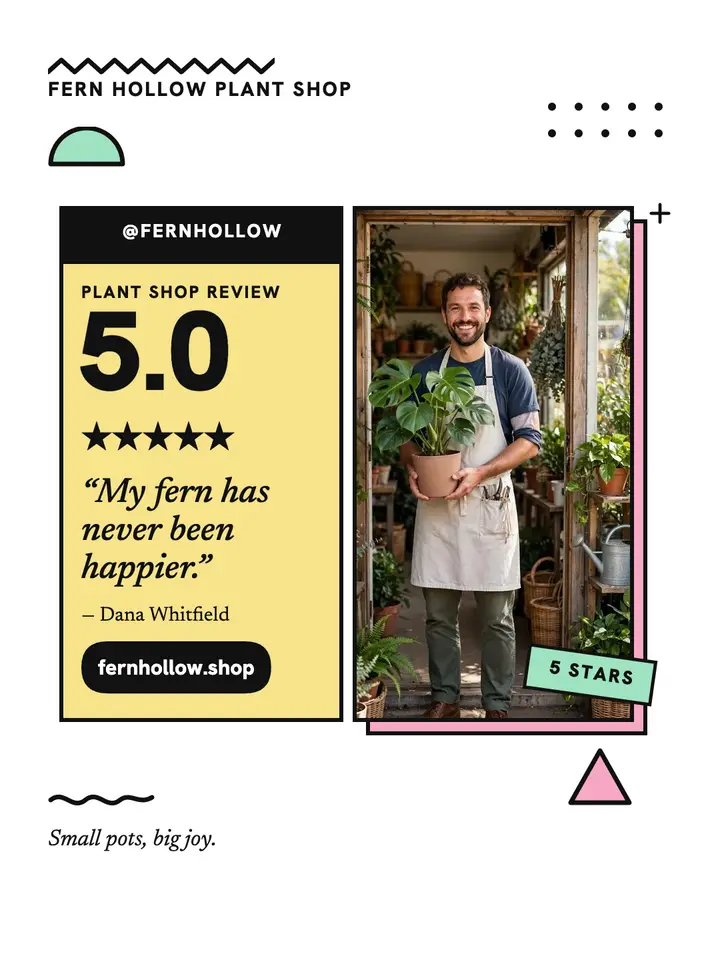 Fern Hollow plant shop review portrait template
