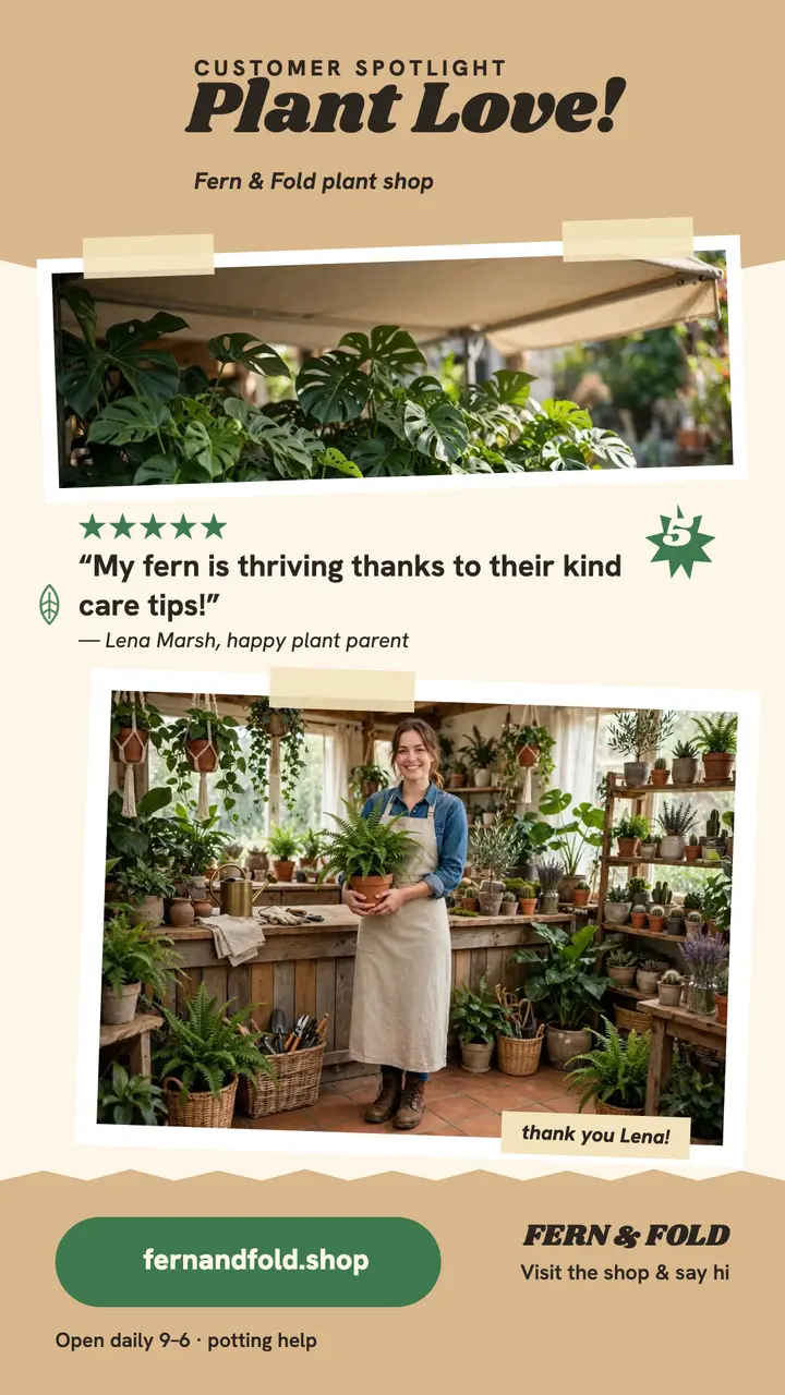 Fern and Fold plant spotlight collage template