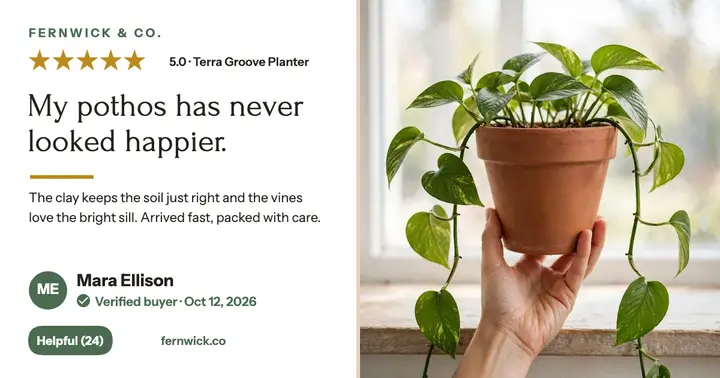 Fernwick planter review, blush card template