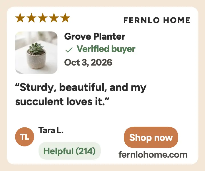 Fernlo Grove planter review card template