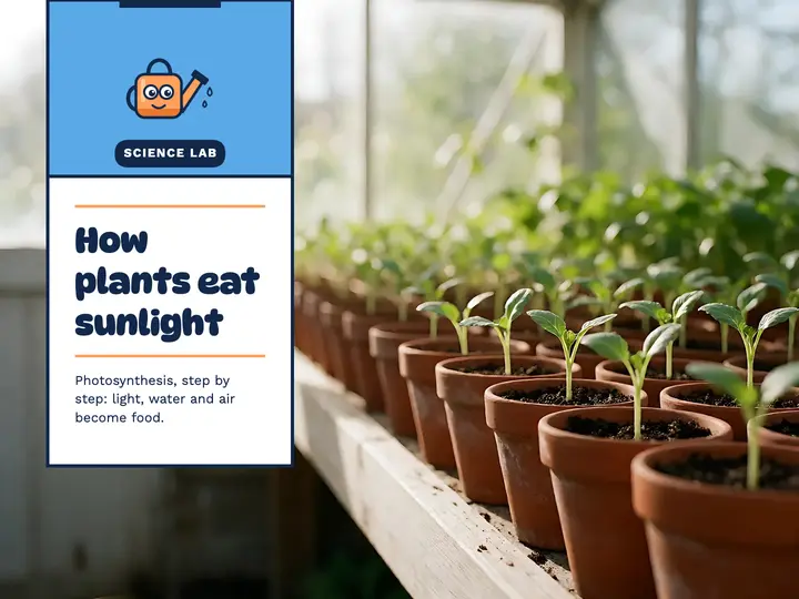 How plants eat sunlight classroom slide, watering can mascot template
