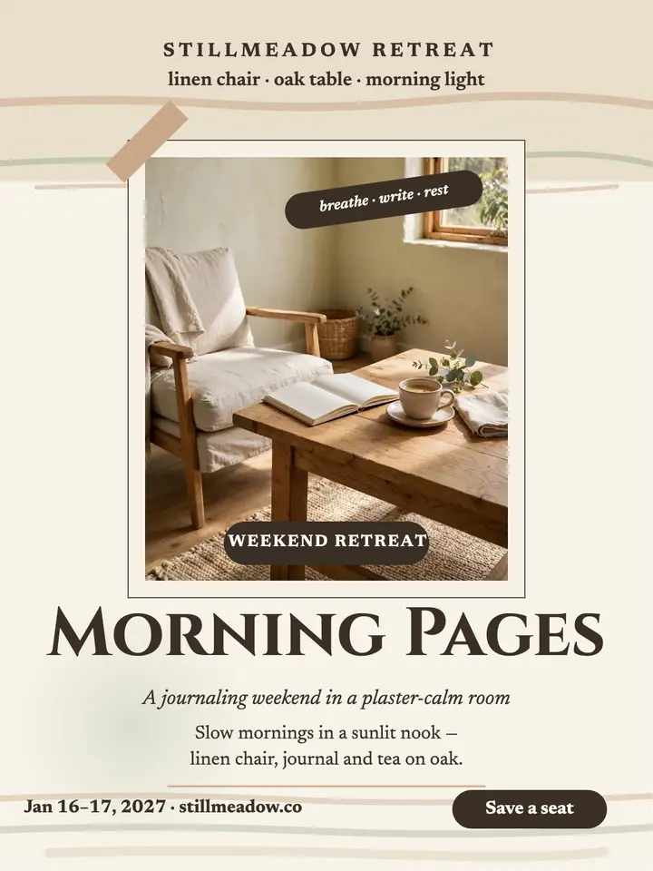 Stillmeadow morning pages retreat promo template