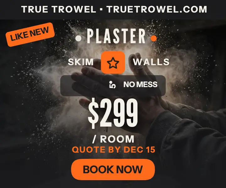 True Trowel smooth walls plaster promo ad: plasterer ad template