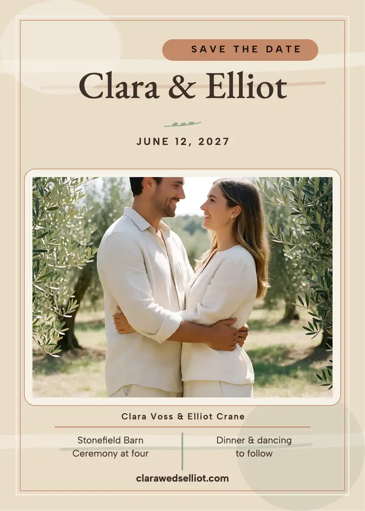 Clara and Elliot plaster save the date: save the date invitation template