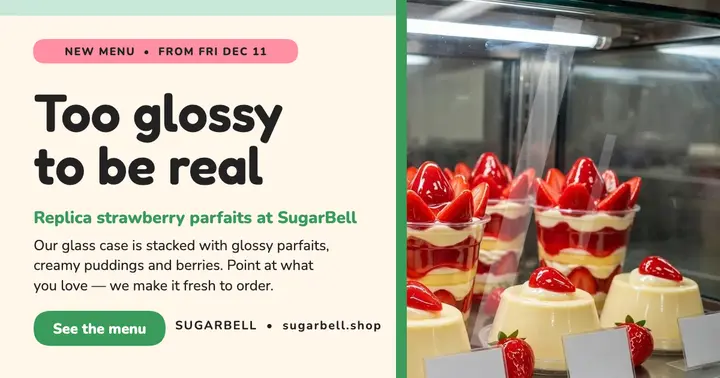 SugarBell parfait menu launch post template