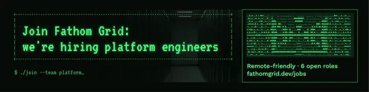 Fathom Grid platform engineers hiring banner, ASCII render: hiring linkedin banner template