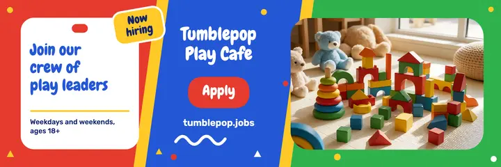 Tumblepop Play Cafe hiring header template