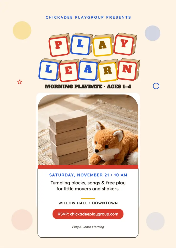 Chickadee Playgroup play and learn flyer template