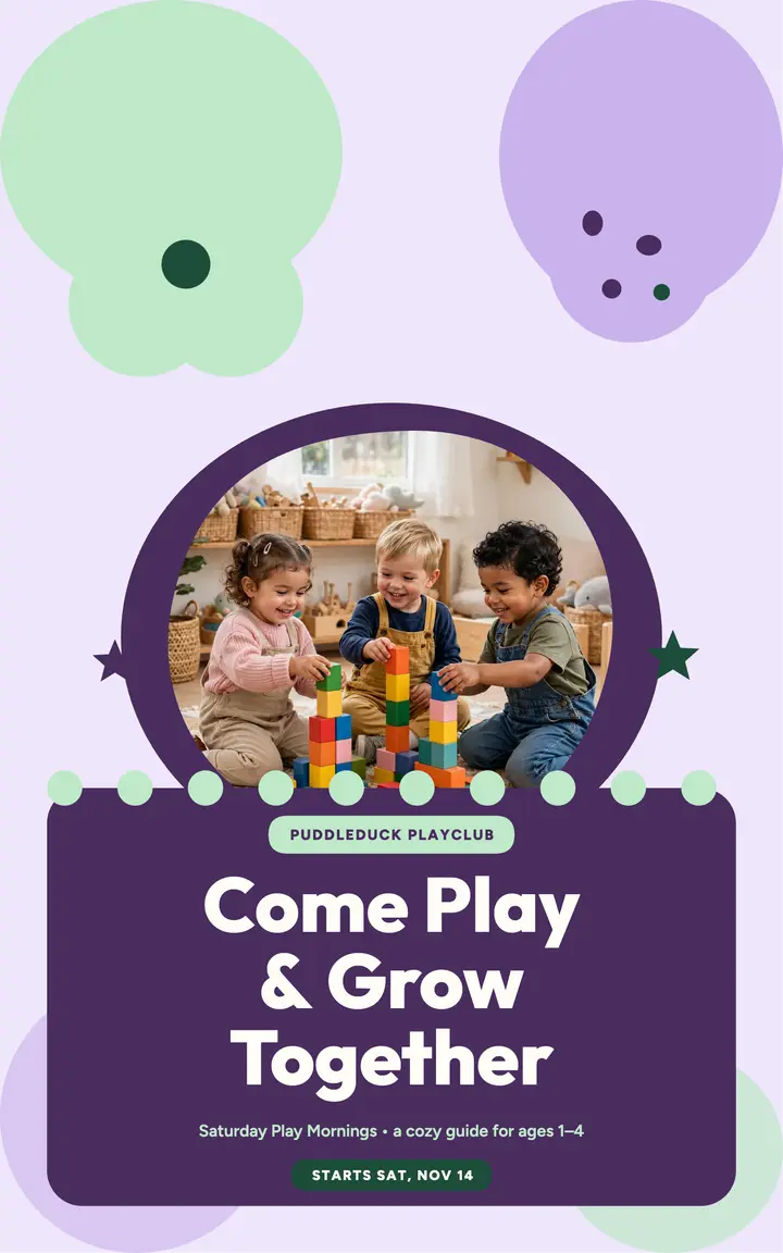 Puddleduck playgroup shape masks cover template