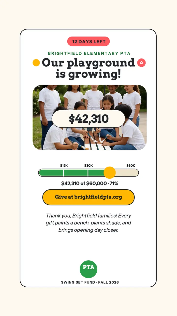Brightfield playground fund tracker story template