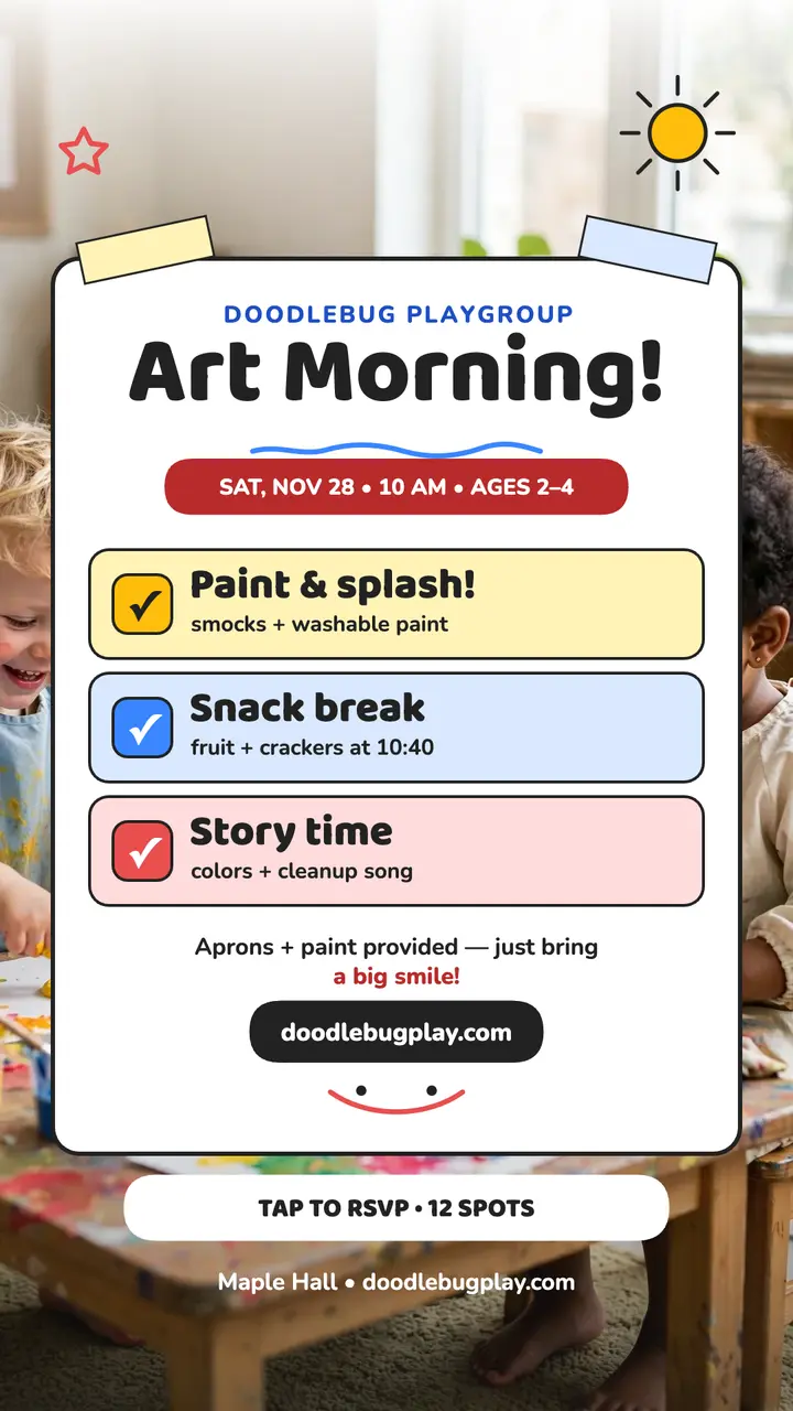 Doodlebug Playgroup art morning story template