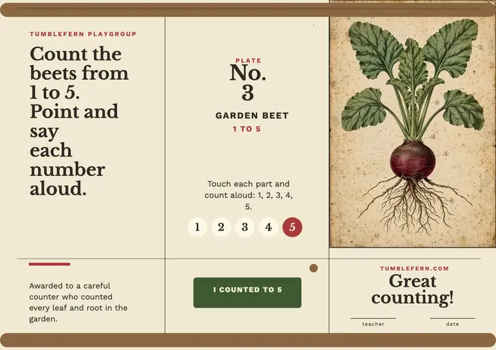 Tumblefern counting garden certificate template