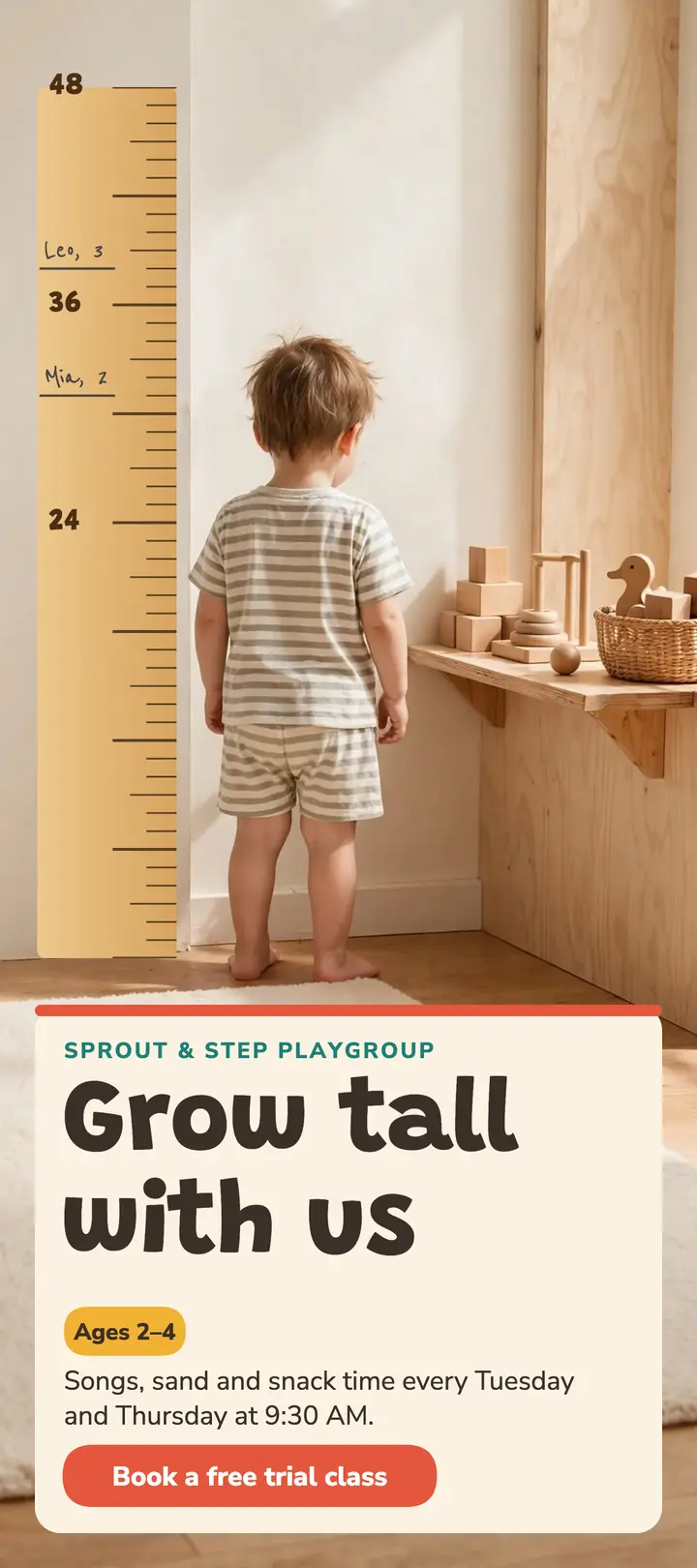 Sprout & Step playgroup height chart rack card template