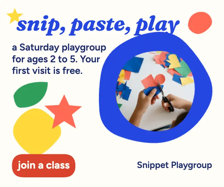 Toddler playgroup scissor cut-outs medium rectangle ad: playgroup banner ad template