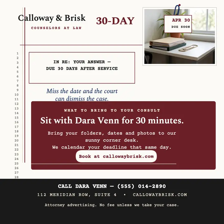 Calloway filing deadline pleading post template