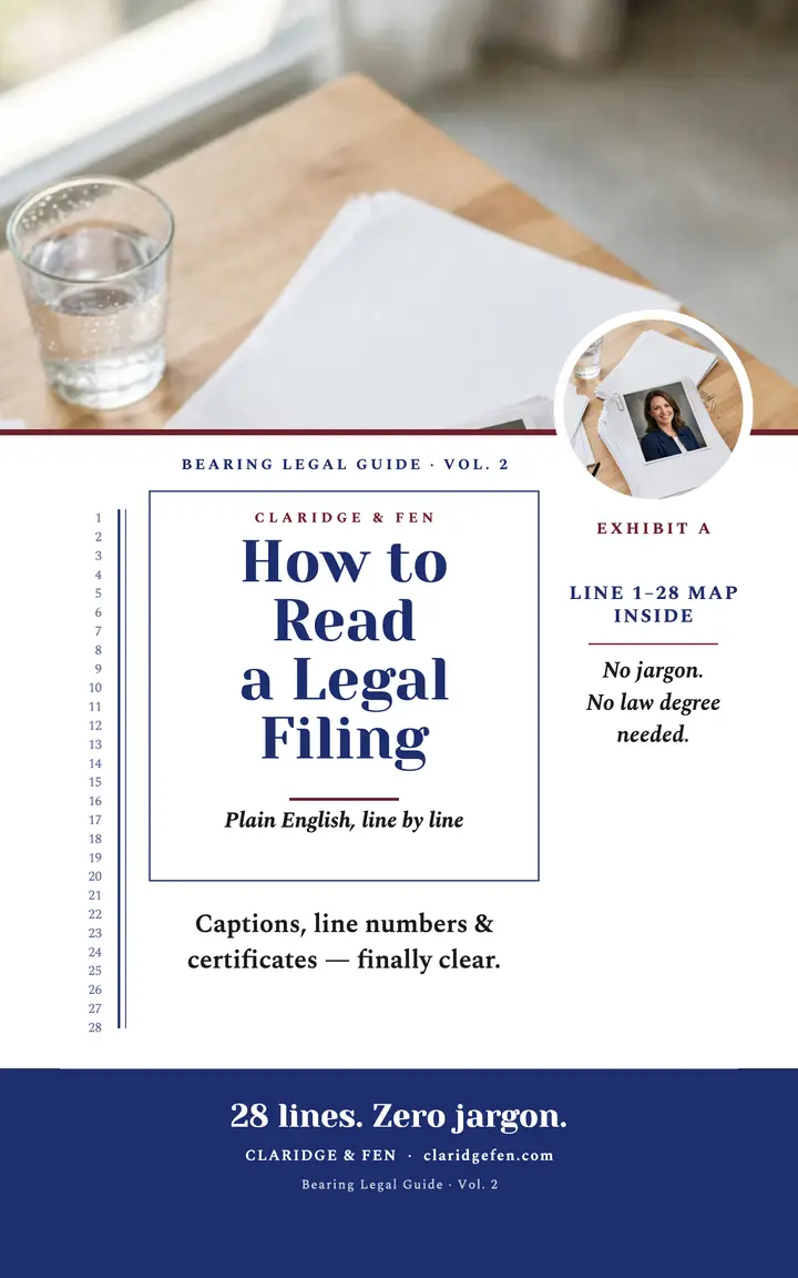 Claridge and Fen legal filing guide cover template