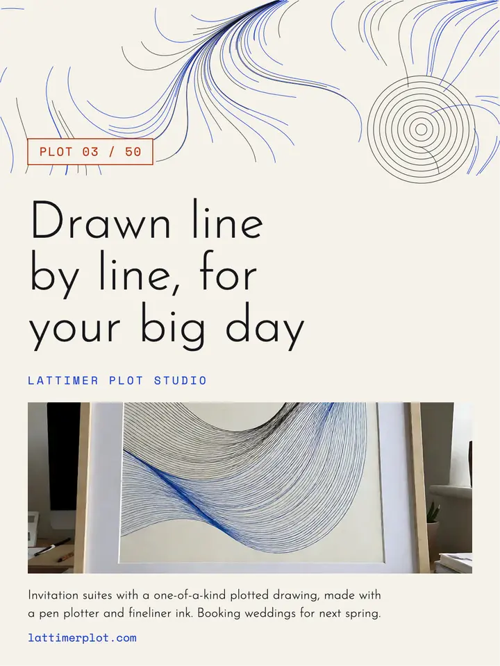 Plotted wedding invitations post, pen-plotter linework template