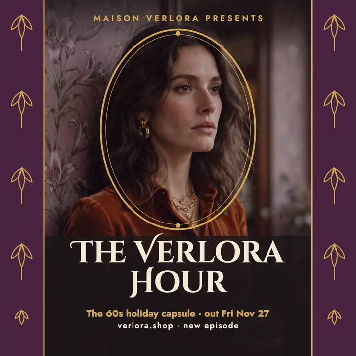 Verlora Hour holiday capsule podcast cover: boutique holiday podcast cover template