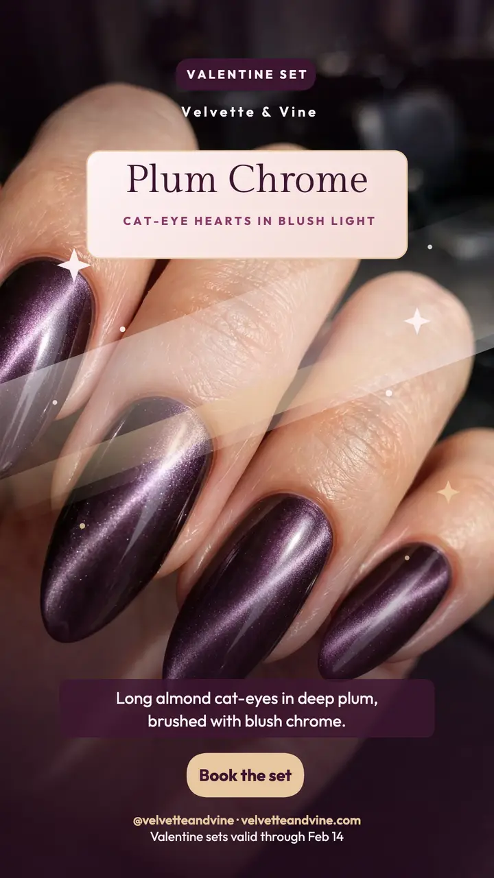 Velvette Vine plum chrome nails story template
