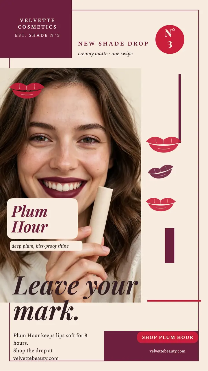 Plum Hour lipstick drop story template